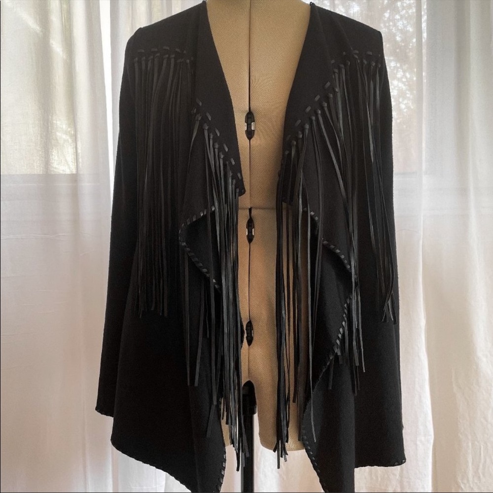 Zara Open Cardigan with Fringe Sz S